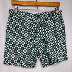 Murano Mens Geometric Print Shorts Green White Octagon Cotton‎ Size 32 RN 58909